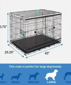 Frisco Heavy Duty Enhanced Lock Sliding Double Door Fold & Carry Wire Dog Crate & Mat Kit -The Frisco Store 297461 PT1. SY630 V1633625193