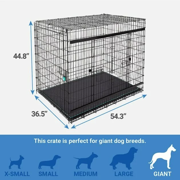 Frisco Heavy Duty Enhanced Lock Sliding Double Door Fold & Carry Wire Dog Crate & Mat Kit, 54 inch 4 Frisco Heavy Duty Enhanced Lock Sliding Double Door Fold & Carry Wire Dog Crate & Mat Kit, 54 inch - Image 2
