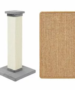 Frisco 33.5-in Sisal Cat Scratching Post, Gray + Frisco Sisal Mat, Medium