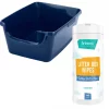 Frisco High Sided Cat Litter Box, Navy, Extra Large 24-in + Frisco Litter Box Cleaning Wipes, 40 count -The Frisco Store 297976 MAIN. SY630 V1621287734