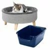 Frisco Modern Round Elevated Cat Bed + Frisco High Sided Cat Litter Box, Navy, Extra Large 24-in -The Frisco Store 297988 MAIN. SY630 V1621259835