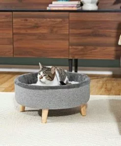 Frisco Modern Round Elevated Cat Bed + Frisco High Sided Cat Litter Box, Navy, Extra Large 24-in -The Frisco Store 297988 PT3. SY630 V1621259858