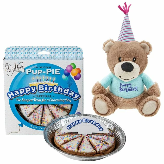 Frisco||The Lazy Dog Cookie Co. Frisco Plush Birthday Bear with Striped Hat Dog Toy + The Lazy Dog Cookie Co. Happy Birthday Pup-PIE Dog Treat, Boy 3 Frisco||The Lazy Dog Cookie Co. Frisco Plush Birthday Bear with Striped Hat Dog Toy + The Lazy Dog Cookie Co. Happy Birthday Pup-PIE Dog Treat, Boy