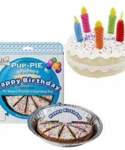 Frisco||The Lazy Dog Cookie Co. Frisco Plush Squeaking Birthday Cake Dog Toy, Small/Medium + The Lazy Dog Cookie Co. Happy Birthday Pup-PIE Dog Treat, Boy