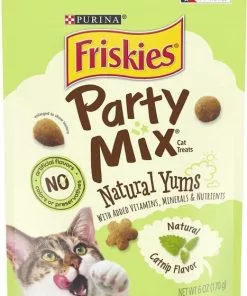 Friskies||Frisco Friskies Party Mix Natural Yums Catnip Flavor Cat Treats, 6-oz bag + Frisco Melamine Dog & Cat Treat Jar with Bamboo Lid, 8 Cups -The Frisco Store 298032 PT1. SY630 V1621270349