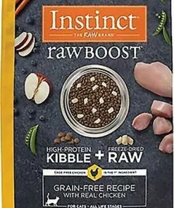 Instinct||Frisco Instinct Raw Boost Grain-Free Recipe with Real Chicken & Freeze-Dried Raw Coated Pieces Dry Cat Food, 10-lb bag + Frisco Refillable Catnip Cat Toy, Brown Squirrel -The Frisco Store 298152 PT1. SY630 V1623203553