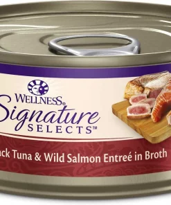 Wellness||Frisco Wellness CORE Signature Selects Flaked Skipjack Tuna & Wild Salmon Entree in Broth Grain-Free Canned Cat Food, 5.3-oz, case of 12 + Frisco Wave Cat Scratcher Toy with Catnip, Tropical Palms -The Frisco Store 298724 PT1. SY630 V1623204740