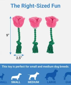 Frisco Roses Plush with Rope Squeaky Dog Toy, 3 count -The Frisco Store 298939 PT1. SY630 V1640284896