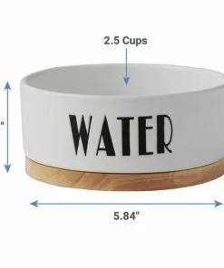 Frisco Ceramic Bowl with Wood Base, 2.5 Cups + Treat Jar, 4 Cups -The Frisco Store 302412 PT2. SY630 V1623062247