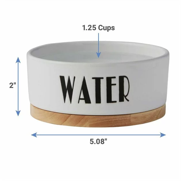 Frisco Ceramic Dog & Cat Water + Food Bowl with Wood Base 5 Frisco Ceramic Dog & Cat Water + Food Bowl with Wood Base - Image 3
