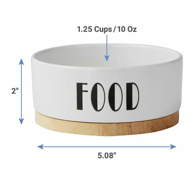 Frisco Ceramic Dog & Cat Water + Food Bowl with Wood Base 9 Frisco Ceramic Dog & Cat Water + Food Bowl with Wood Base - Image 7