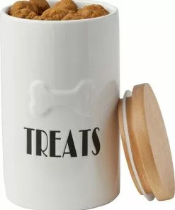 Frisco Ceramic Dog Bowl with Wood Base, 2.5 Cups + Treat Jar, 4 Cups -The Frisco Store 302418 PT6. SY630 V1623075451