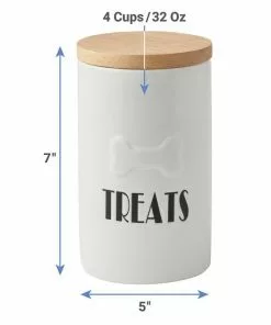 Frisco Ceramic Dog Bowl with Wood Base, 2.5 Cups + Treat Jar, 4 Cups -The Frisco Store 302418 PT7. SY630 V1623061652