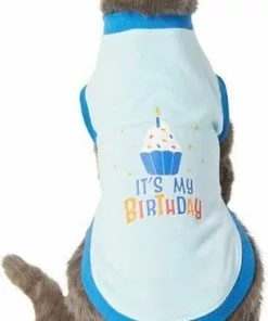 Frisco Confetti Birthday Hat, Small/Medium + Dog & Cat T-Shirt, Blue -The Frisco Store 302442 PT5. SY630 V1623070050