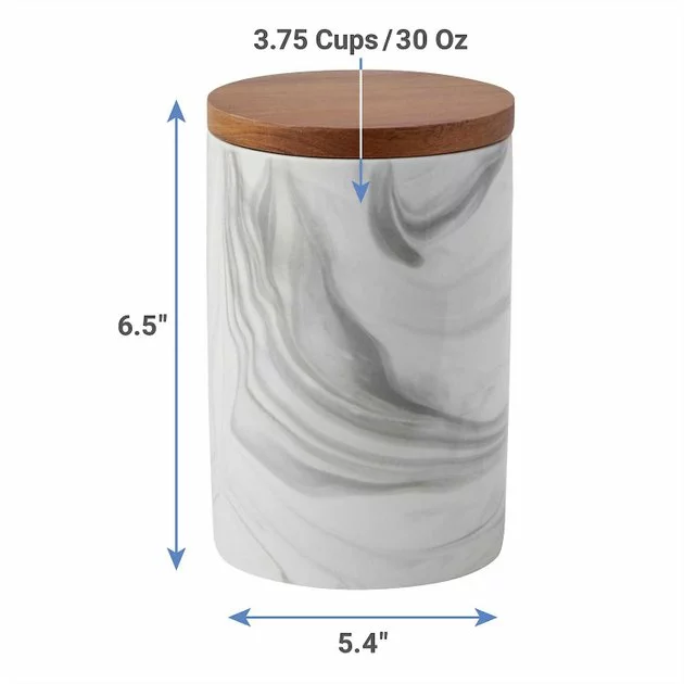 Frisco Marble Design Non-skid Ceramic Dog Bowl + Treat Jar with Wood Lid, 3.75 Cups 9 Frisco Marble Design Non-skid Ceramic Dog Bowl + Treat Jar with Wood Lid, 3.75 Cups - Image 7