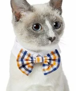 Frisco Plaid Dog & Cat Bow Tie, Orange & Blue + Polka Dot, Navy -The Frisco Store 302784 PT2. SY630 V1623074563