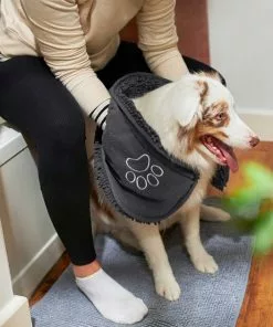 Frisco Microfiber Chenille Shammy Towel + Paw Print Mat, Gray, Large -The Frisco Store 303468 PT4. SY630 V1623067964