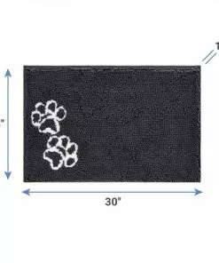 Frisco Microfiber Chenille Shammy Towel + Paw Print Mat, Gray, Large -The Frisco Store 303468 PT6. SY630 V1623057453