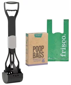 Frisco Spring Action Foldable Scooper, Large + Handle Dog Poop Bag, Scented, 120 count
