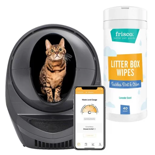 Litter-Robot||Frisco Litter-Robot WiFi Enabled Automatic Self-Cleaning Cat Litter Box, Grey + Frisco Litter Box Cleaning Wipes -The Frisco Store 303694 MAIN. SY630 V1623038254