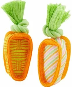 Frisco Easter Carrot Plush Squeaky Dog Toy, 2 pack