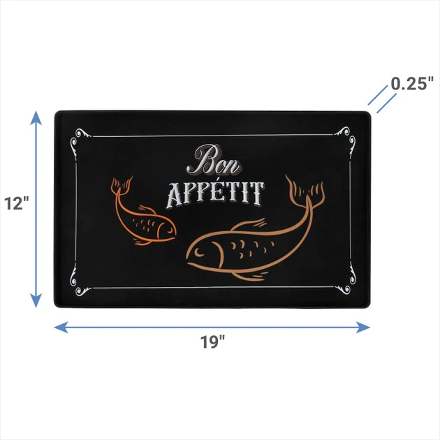 Frisco Silicone Fish Print Dog & Cat Food Mat, Black 4 Frisco Silicone Fish Print Dog & Cat Food Mat, Black - Image 2