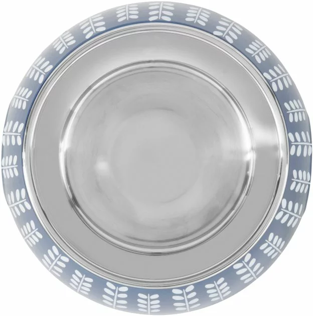 Frisco Leaf Design Stainless Steel Dog & Cat Bowl, Blue 7 Frisco Leaf Design Stainless Steel Dog & Cat Bowl, Blue - Image 5