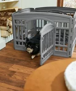 Frisco 4-Panel Plastic Exercise Playpen, Gray + Dog Training & Potty Pads, 22 x 23-in, 150 count, Unscented -The Frisco Store 318958 PT4. SY630 V1630365068