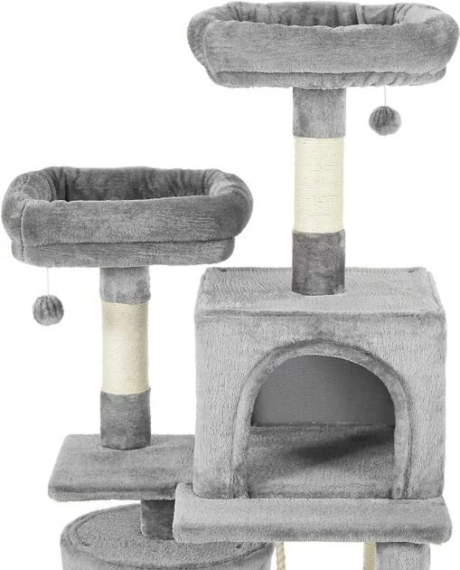 Frisco 61-in Faux Fur Tree & Condo, Gray + 38-in Cat Tree & Condo, Top Perch & Toy, Gray 6 Frisco 61-in Faux Fur Tree & Condo, Gray + 38-in Cat Tree & Condo, Top Perch & Toy, Gray - Image 4