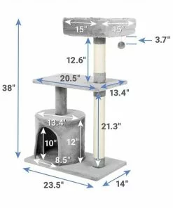 Frisco 61-in Faux Fur Tree & Condo, Gray + 38-in Cat Tree & Condo, Top Perch & Toy, Gray 17 Frisco 61-in Faux Fur Tree & Condo, Gray + 38-in Cat Tree & Condo, Top Perch & Toy, Gray -The Frisco Store 318964 PT6. SY630 V1630359370
