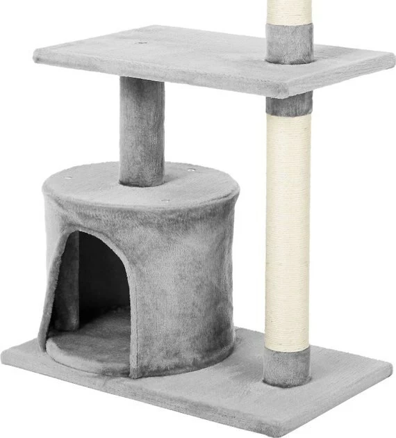 Frisco 61-in Faux Fur Tree & Condo, Gray + 38-in Cat Tree & Condo, Top Perch & Toy, Gray 10 Frisco 61-in Faux Fur Tree & Condo, Gray + 38-in Cat Tree & Condo, Top Perch & Toy, Gray - Image 8