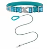 Frisco Outdoor Comfort Print Nylon Padded Collar, Medium - Neck: 14-20-in, Width: 3/4-in + Outdoor Ultra Reflective Rope Leash With Padded Handle, Bayou Teal, 6 - ft -The Frisco Store 319076 MAIN. SY630 V1631140294