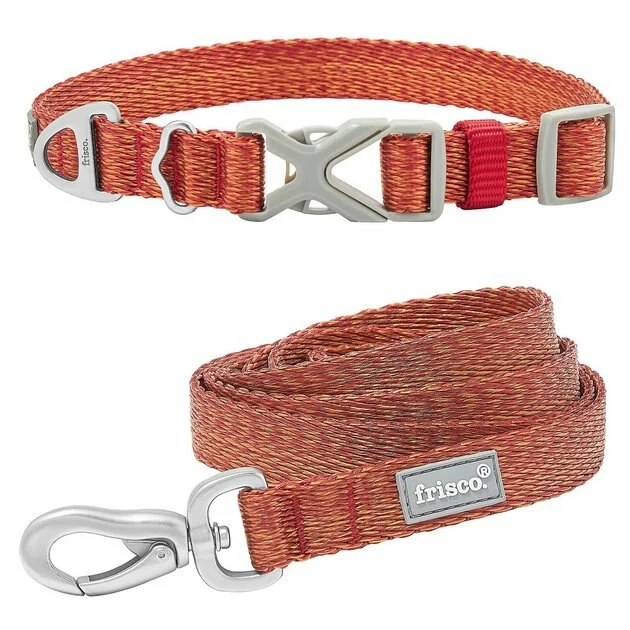 Frisco Outdoor Heathered Nylon Collar, Flamepoint Orange, Small - Neck: 10-14-in, Width: 5/8-in + Dog Leash, Flamepoint Orange, Small - Length: 6-ft, Width: 5/8-in 3 Frisco Outdoor Heathered Nylon Collar, Flamepoint Orange, Small - Neck: 10-14-in, Width: 5/8-in + Dog Leash, Flamepoint Orange, Small - Length: 6-ft, Width: 5/8-in