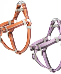 Frisco Outdoor Two Tone Waterproof Stinkproof PVC Harness, Flamepoint Orange,Extra Large, Neck: 22 to 33-in, Girth: 32 to 44-in + Outdoor Two Tone Waterproof Stinkproof PVC Harness, Shadow Purple, Large, Neck: 19 to 27-in, Girth: 23 to 36-in