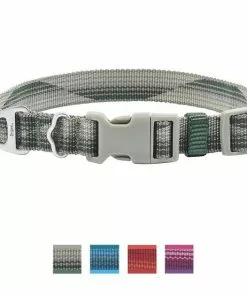 Frisco Outdoor Woven Jacquard Nylon Dog Collar, Forest Green, Large, Neck: 18 -26-in, Width: 1-in + Ultra Reflective Rope Leash With Padded Handle, Stone Gray, 6 - ft -The Frisco Store 319470 PT1. SY630 V1631141200