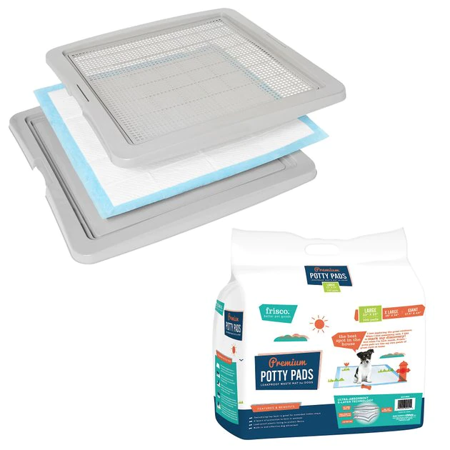 Frisco Training Pad Holder, 24-in x 24-in + Dog Training & Potty Pads, 22 x 23-in, 100 count, Unscented 3 Frisco Training Pad Holder, 24-in x 24-in + Dog Training & Potty Pads, 22 x 23-in, 100 count, Unscented