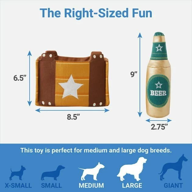 Frisco Beer Plush Squeaky Dog Toy, 7 count 4 Frisco Beer Plush Squeaky Dog Toy, 7 count - Image 2