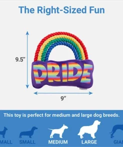 Frisco Pride Rainbow Plush with Rope Squeaky Dog Toy -The Frisco Store 331653 PT1. SY630 V1649784989