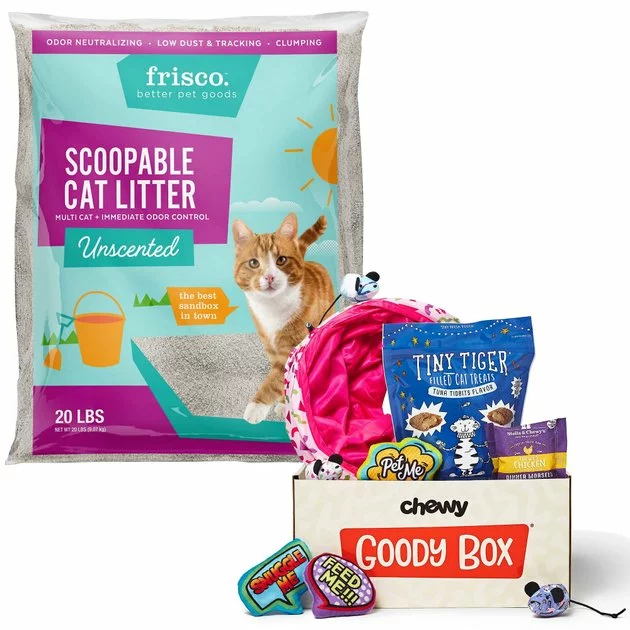 Goody Box||Frisco Goody Box Retro Toys & Treats + Frisco Multi-Cat Unscented Clumping Clay Cat Litter 3 Goody Box||Frisco Goody Box Retro Toys & Treats + Frisco Multi-Cat Unscented Clumping Clay Cat Litter